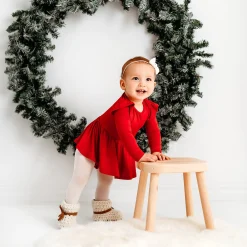 Kyte Baby Long Sleeve Twirl Bodysuit Dress in Cardinal Sale