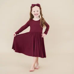 Kyte Baby Long Sleeve Twirl Dress in Burgundy
