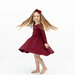Kyte Baby Long Sleeve Twirl Dress in Burgundy