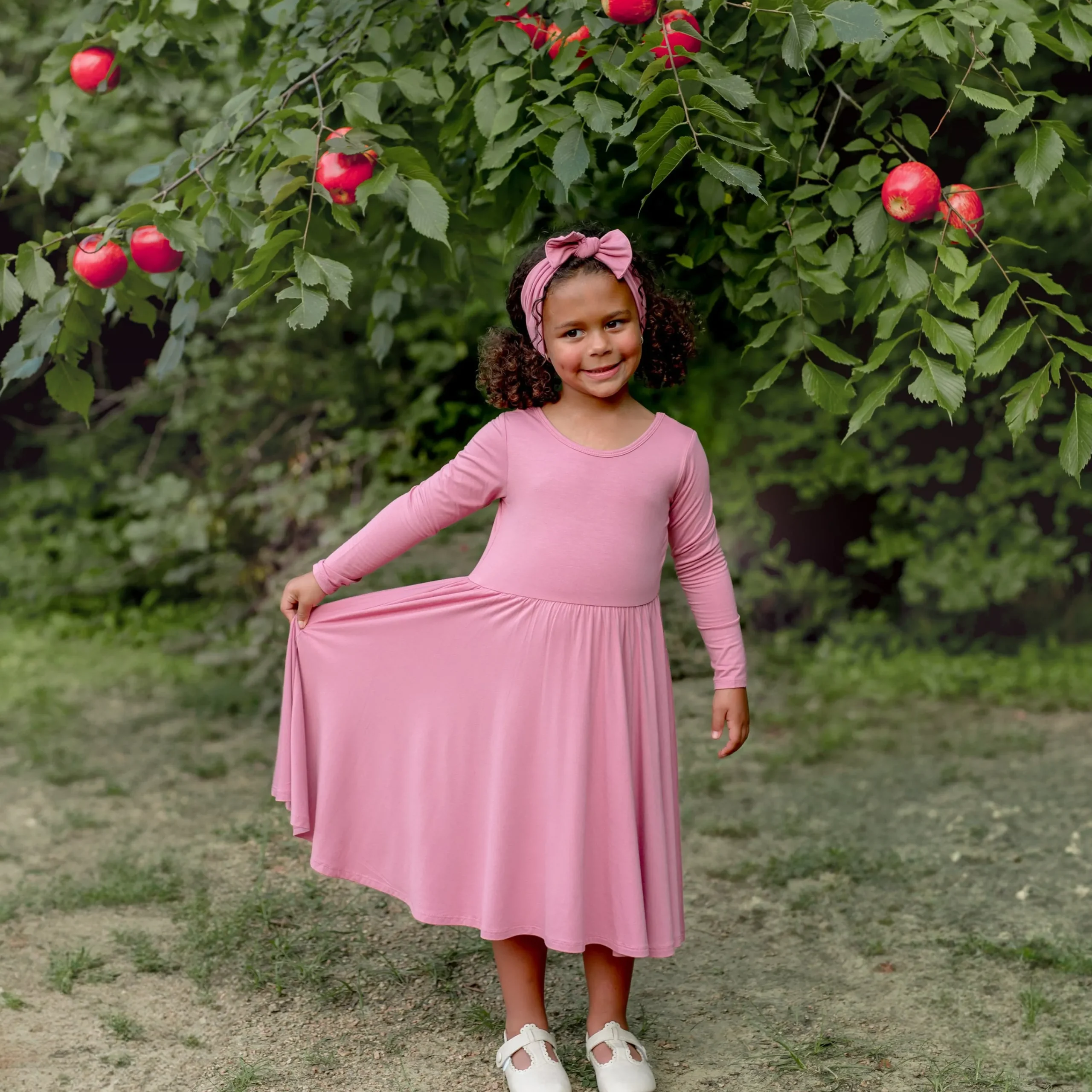 Kyte Baby Long Sleeve Twirl Dress in Apple Blossom Discount