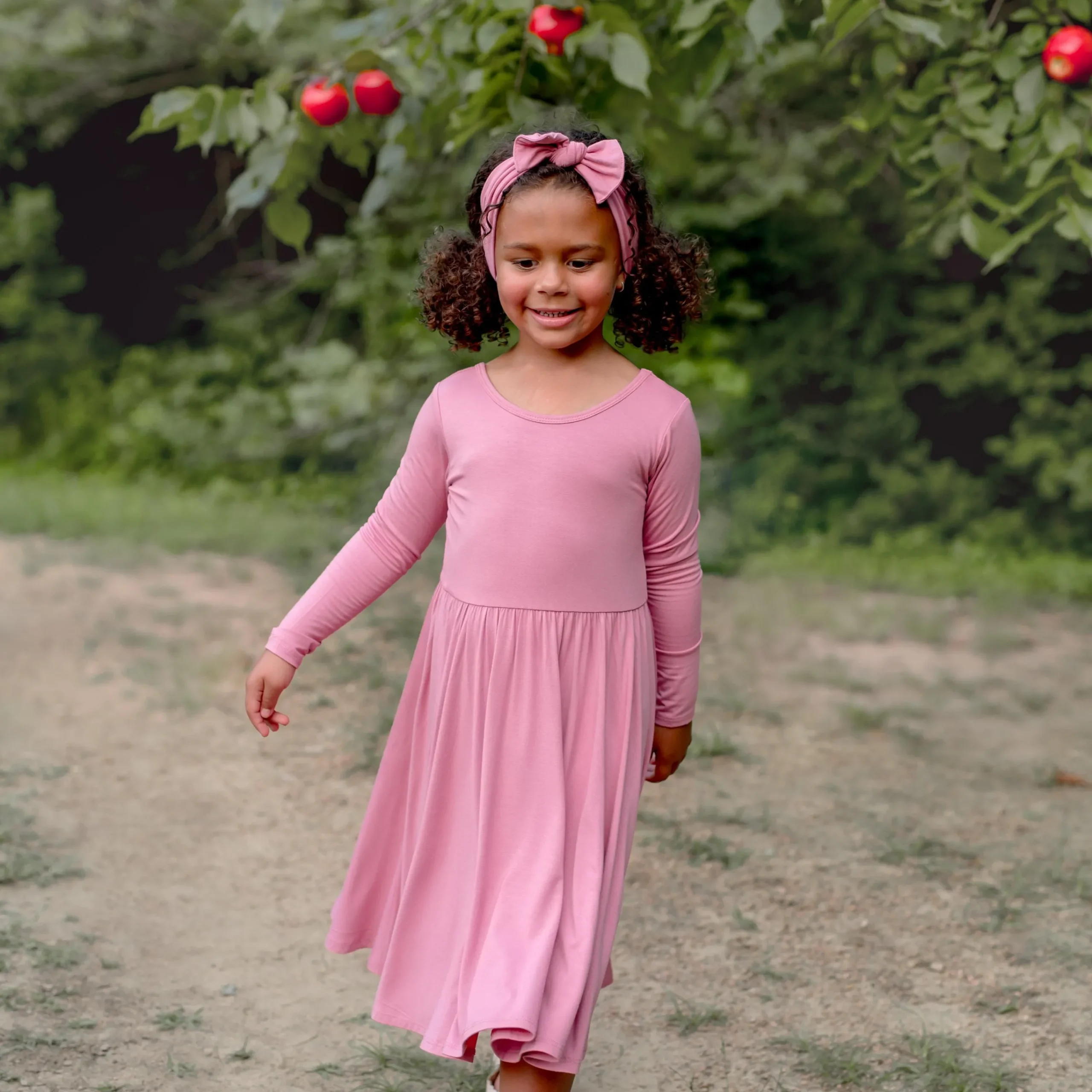 Kyte Baby Long Sleeve Twirl Dress in Apple Blossom Discount