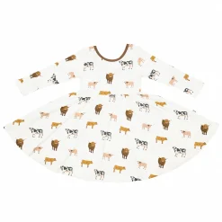 Kyte Baby Long Sleeve Twirl Dress in Moo Clearance