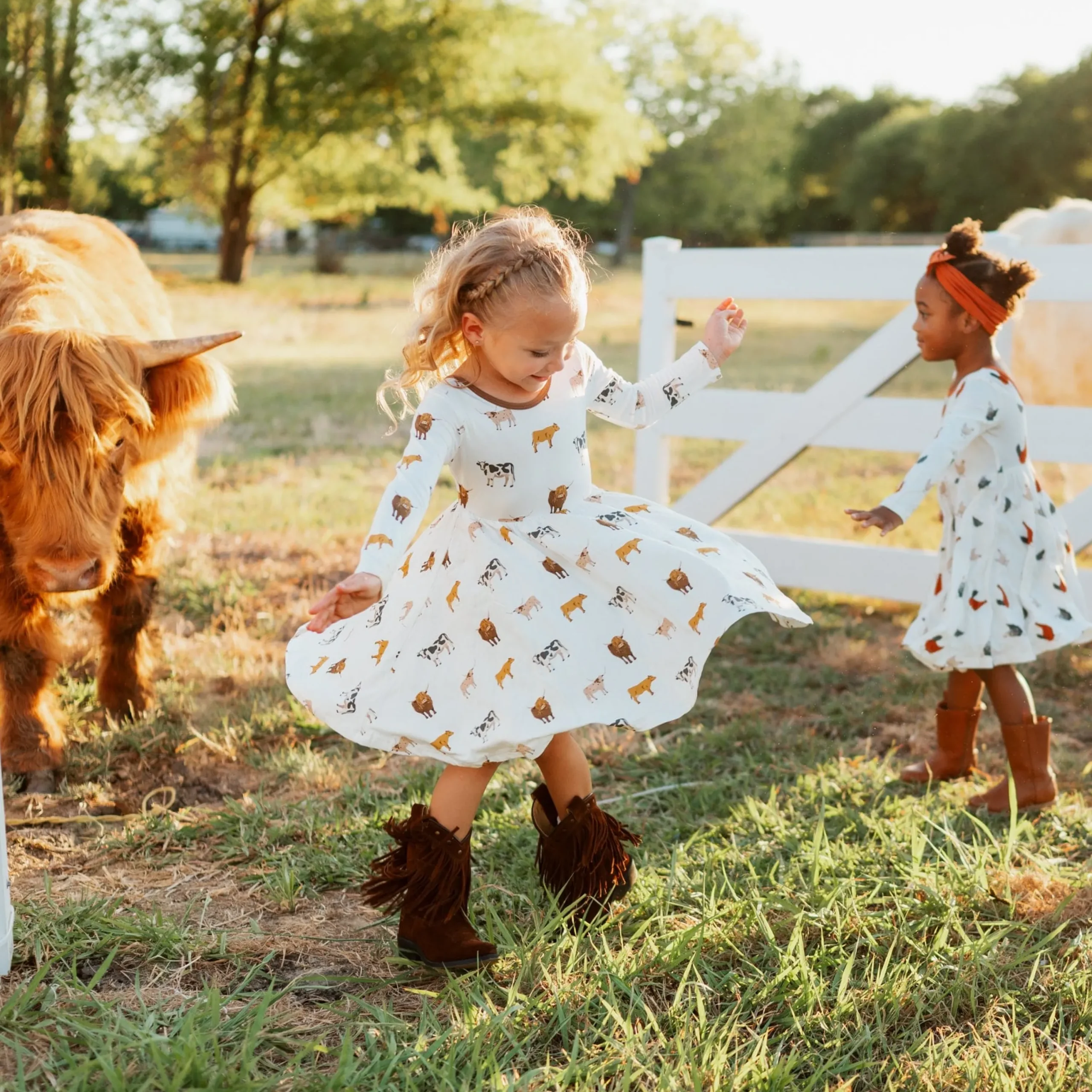 Kyte Baby Long Sleeve Twirl Dress in Moo Clearance
