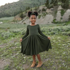 Kyte Baby Long Sleeve Twirl Dress in Fir Online