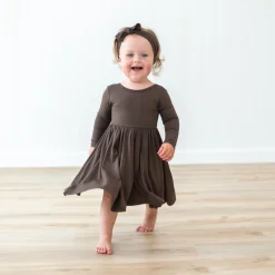 Kyte Baby Long Sleeve Twirl Dress in Espresso Clearance