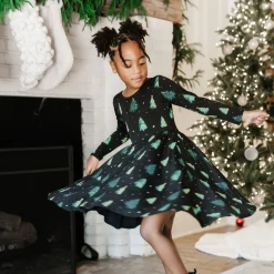 Kyte Baby Long Sleeve Twirl Dress in Twinkle Tree