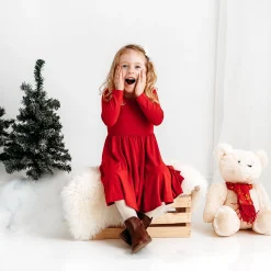 Kyte Baby Long Sleeve Twirl Dress in Cardinal Discount