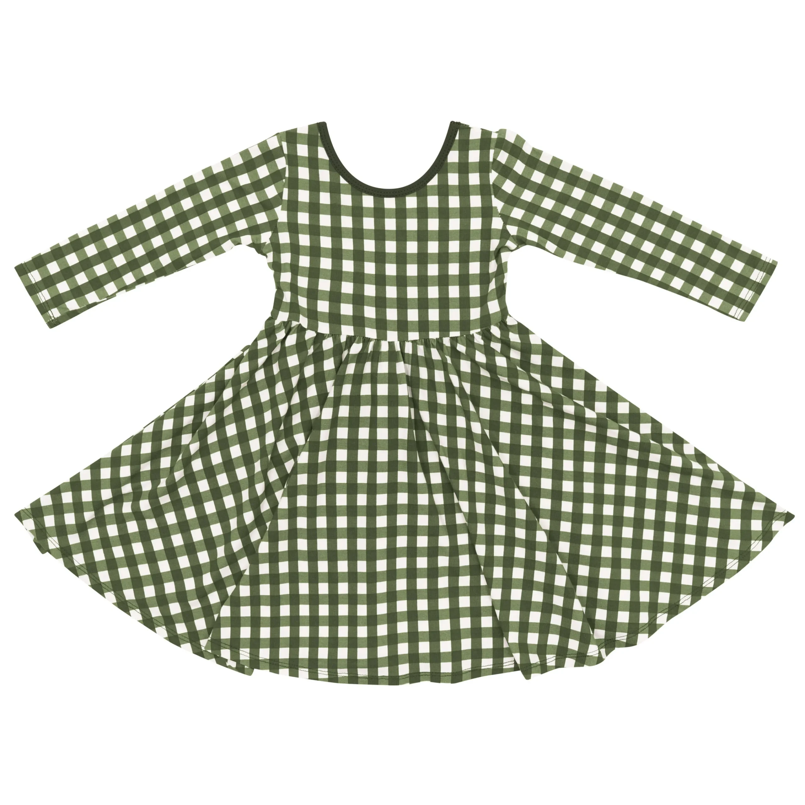 Kyte Baby Long Sleeve Twirl Dress in Gingham Fir New
