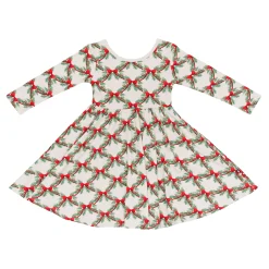 Kyte Baby Long Sleeve Twirl Dress in Holiday Bow