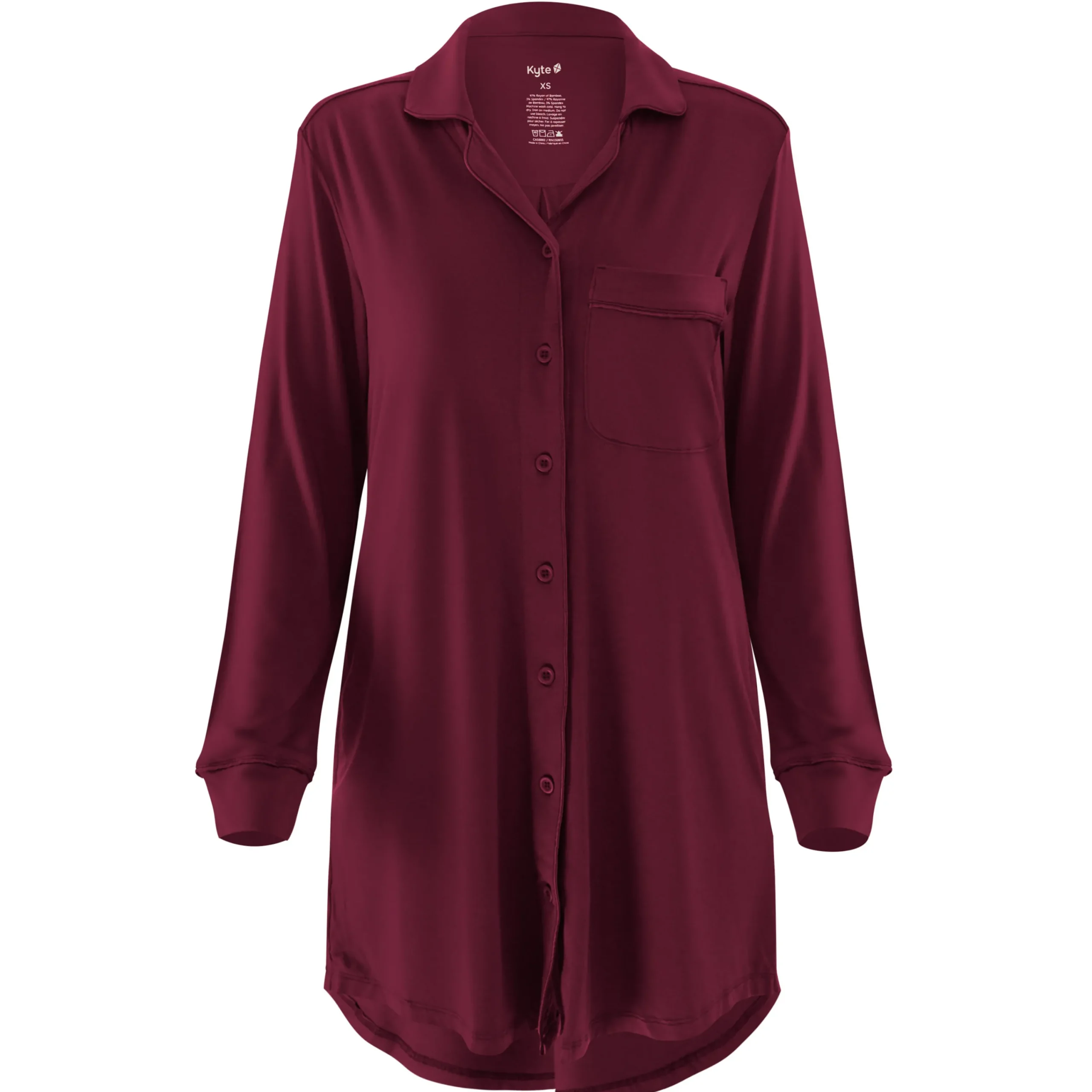 Kyte Baby Long Sleeve Women’s Nightshirt in Burgundy Clearance