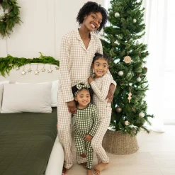 Kyte Baby Long-Sleeved Women's Pajama Set in Gingham Bisque Sale