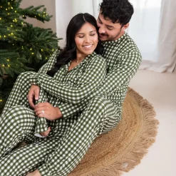Kyte Baby Long-Sleeved Women's Pajama Set in Gingham Fir