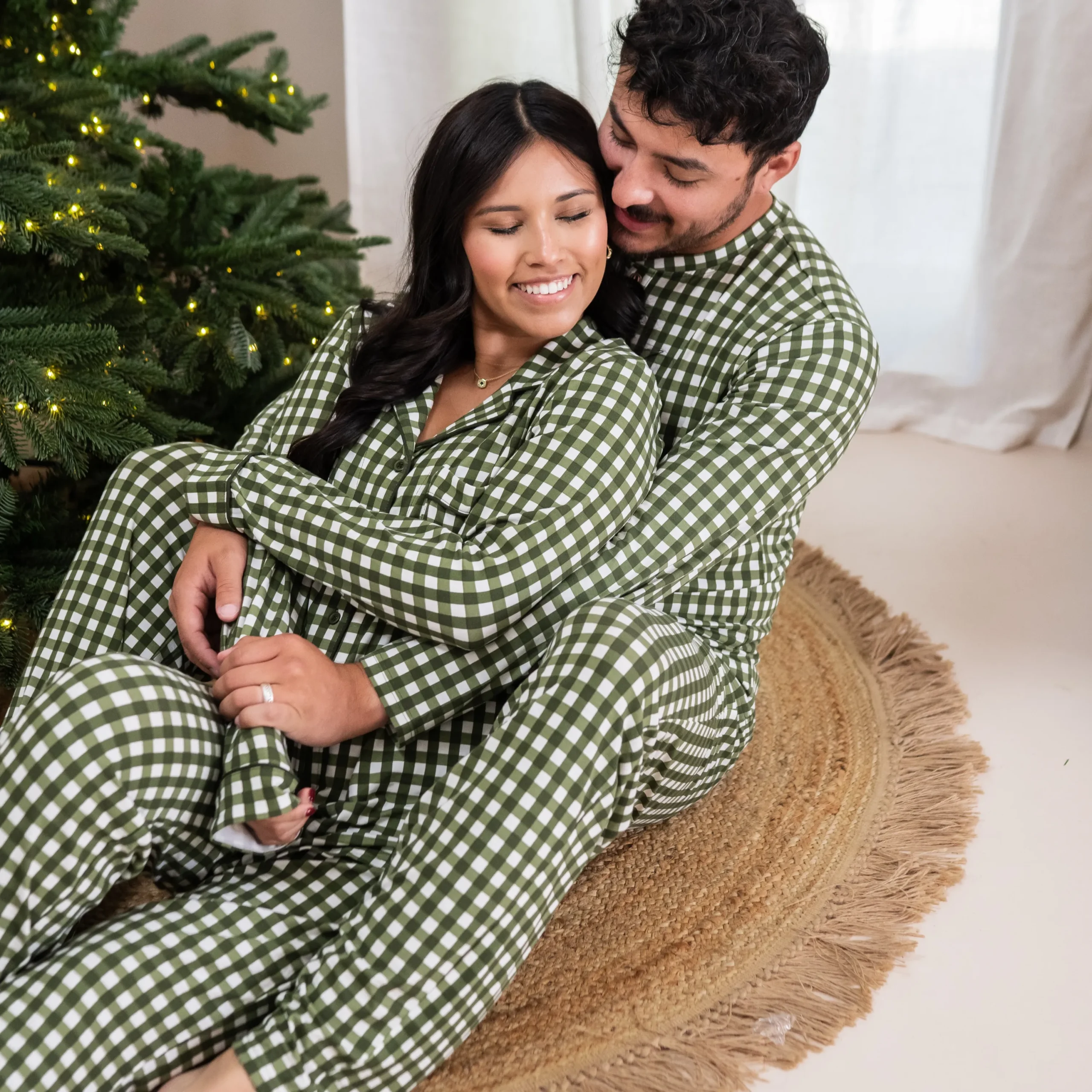 Kyte Baby Long-Sleeved Women's Pajama Set in Gingham Fir