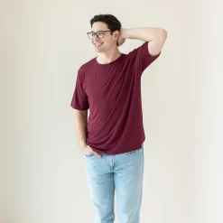 Kyte Baby Men's Crew Neck Tee in Burgundy Sale