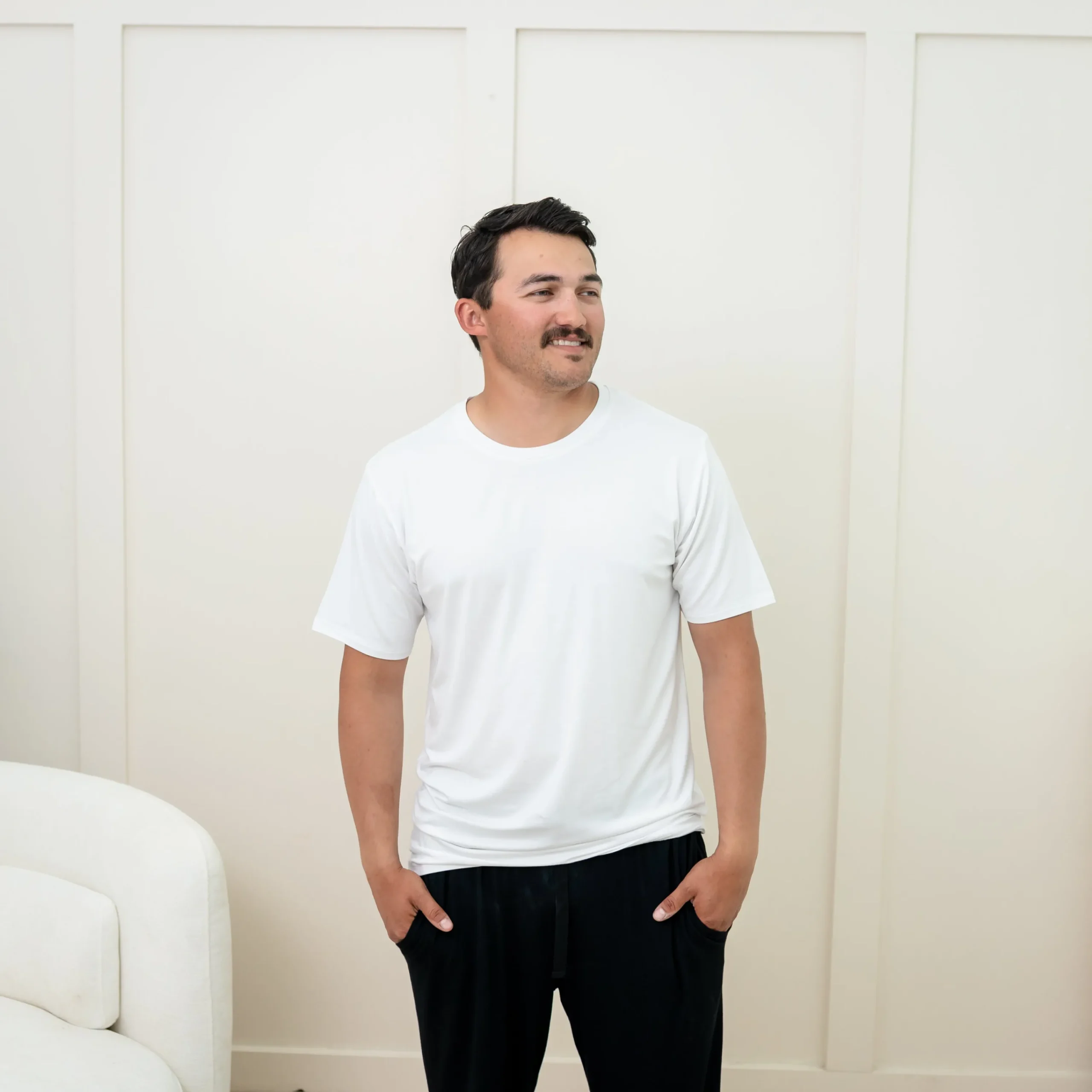 Kyte Baby Men's Crew Neck Tee in Snow Hot