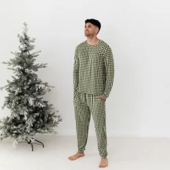 Kyte Baby Men's Jogger Set in Gingham Fir Sale
