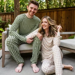 Kyte Baby Men's Jogger Set in Gingham Fir Sale