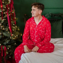 Kyte Baby Men's Long Sleeve Pajama Set in Candy Cane Outlet