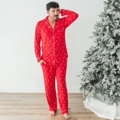 Kyte Baby Men's Long Sleeve Pajama Set in Candy Cane Outlet