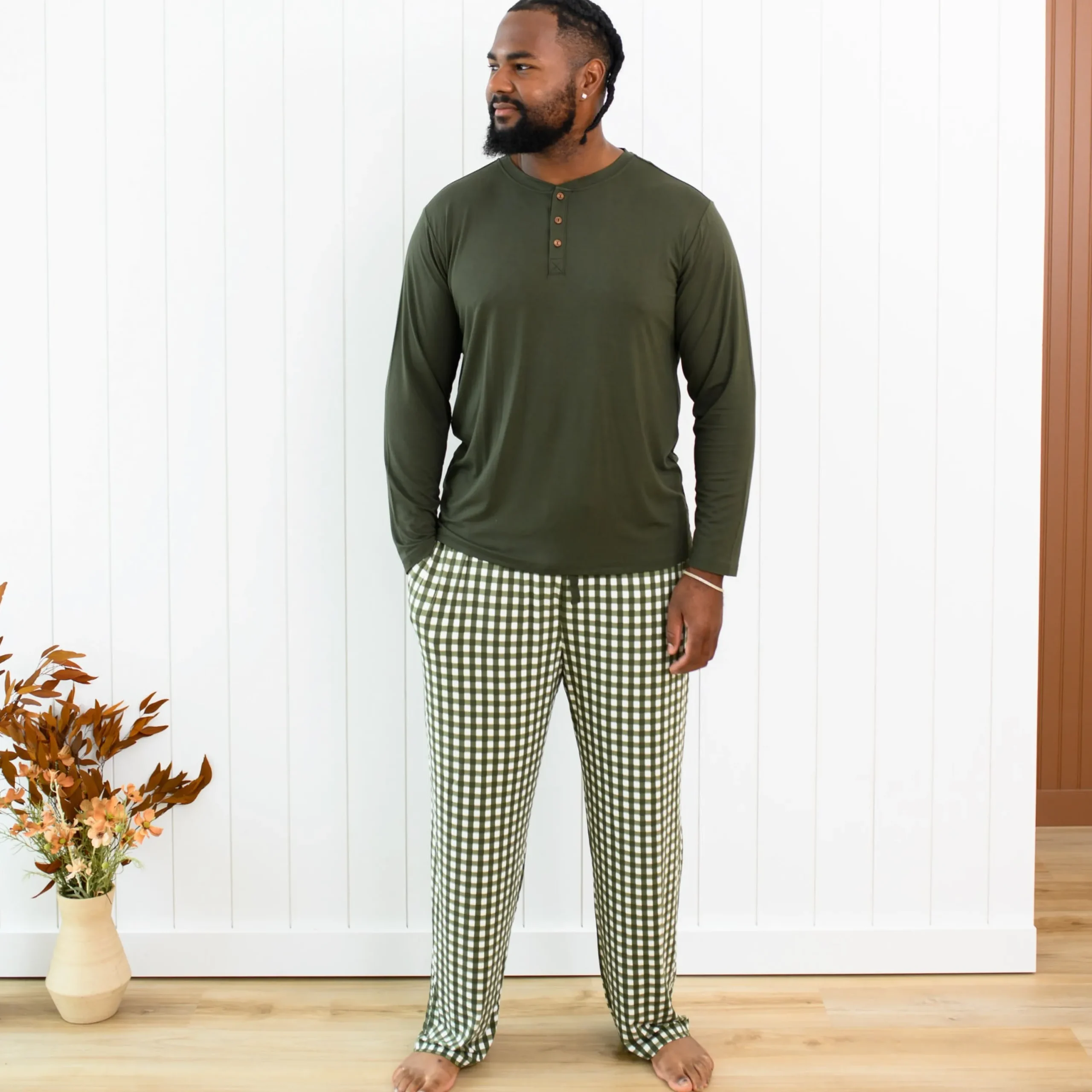 Kyte Baby Men's Lounge Pants in Gingham Fir