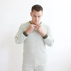 Kyte Baby Men's Ribbed Henley Set in Fir Stripe Online