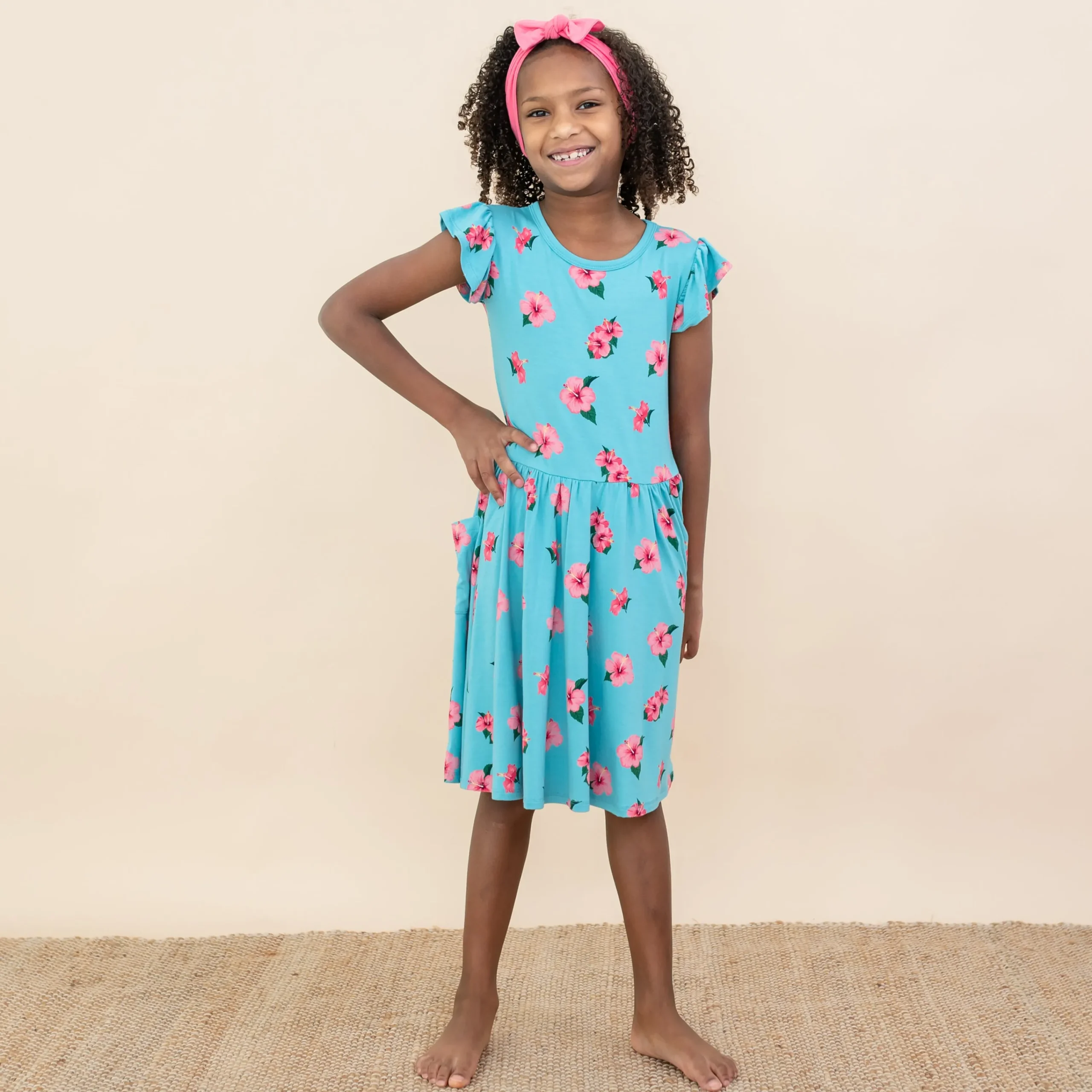 Kyte Baby Pocket Dress in Hibiscus New