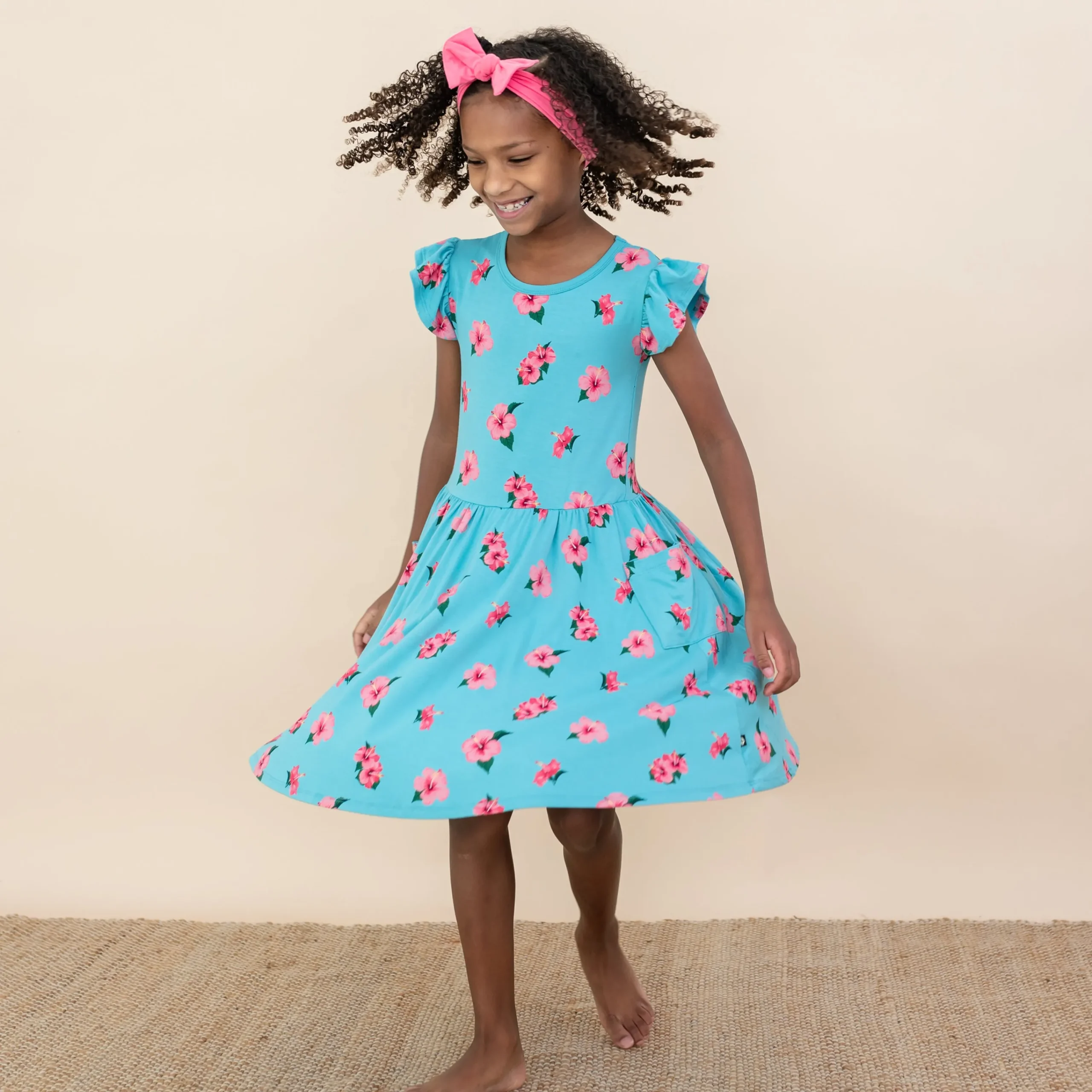 Kyte Baby Pocket Dress in Hibiscus New
