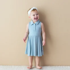 Kyte Baby Polo Bodysuit Dress in Fog Outlet