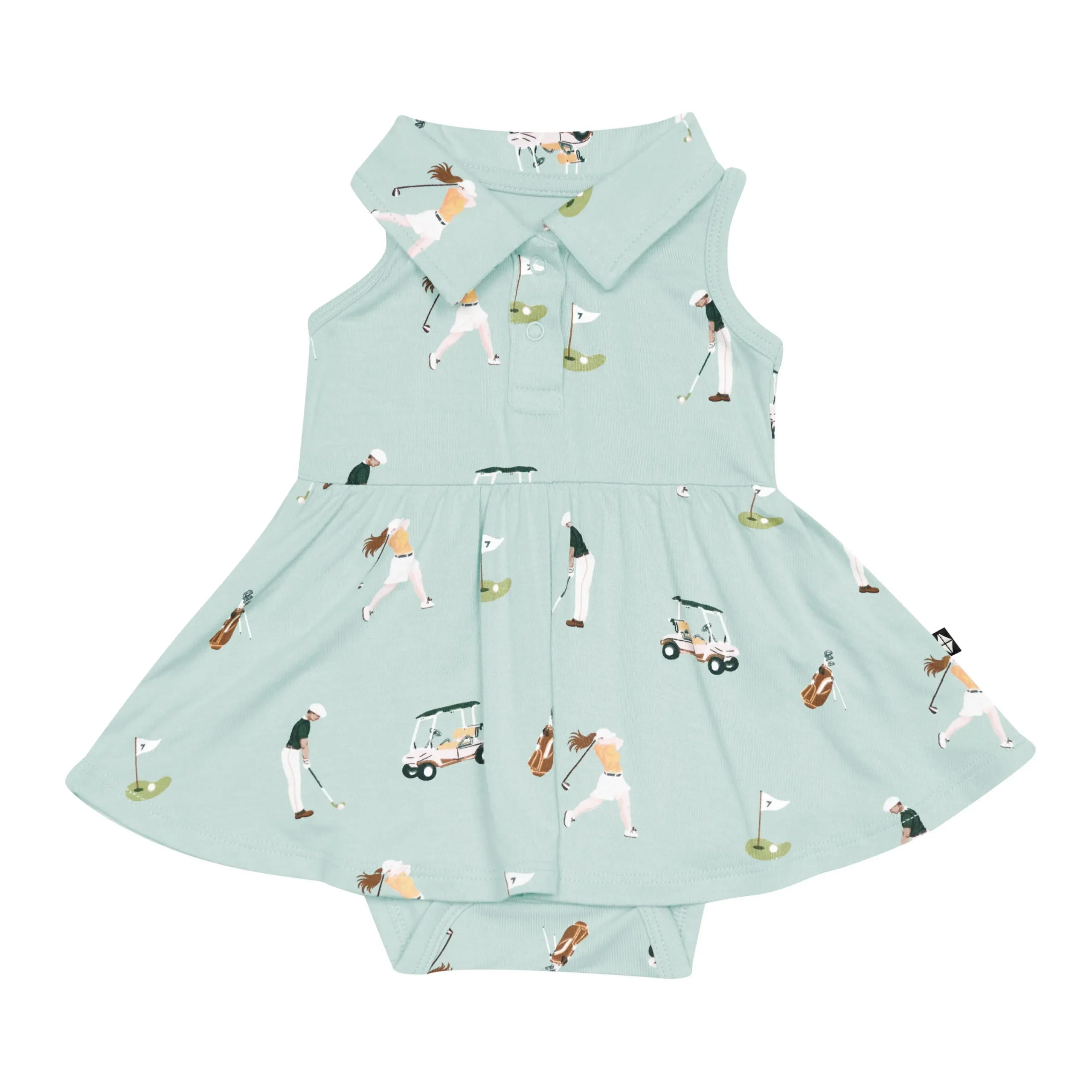Kyte Baby Polo Bodysuit Dress in Golf Hot
