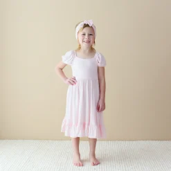 Kyte Baby Puff Sleeve Twirl Dress in Sakura Clearance