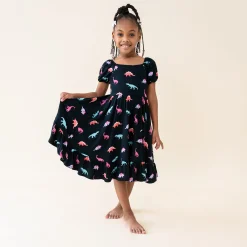 Kyte Baby Puff Sleeve Twirl Dress in Midnight Roar Outlet