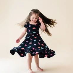 Kyte Baby Puff Sleeve Twirl Dress in Midnight Roar Outlet