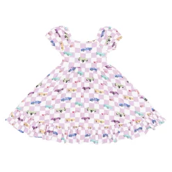 Kyte Baby Puff Sleeve Twirl Dress in Sparkles and Speed