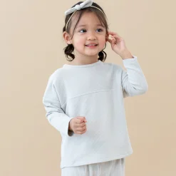 Kyte Baby Ribbed Drop Shoulder Top in Oat Clearance
