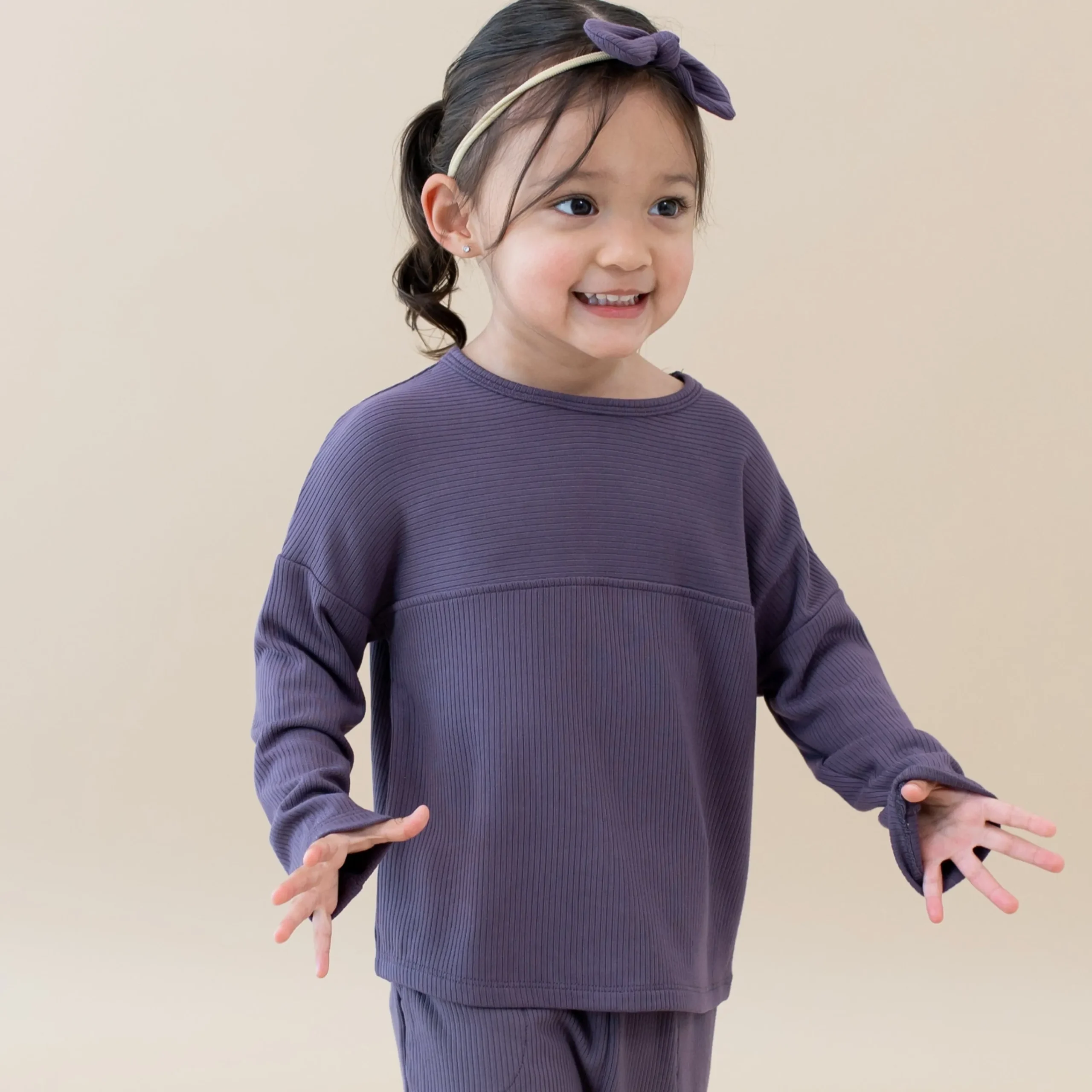 Kyte Baby Ribbed Drop Shoulder Top in Currant Best