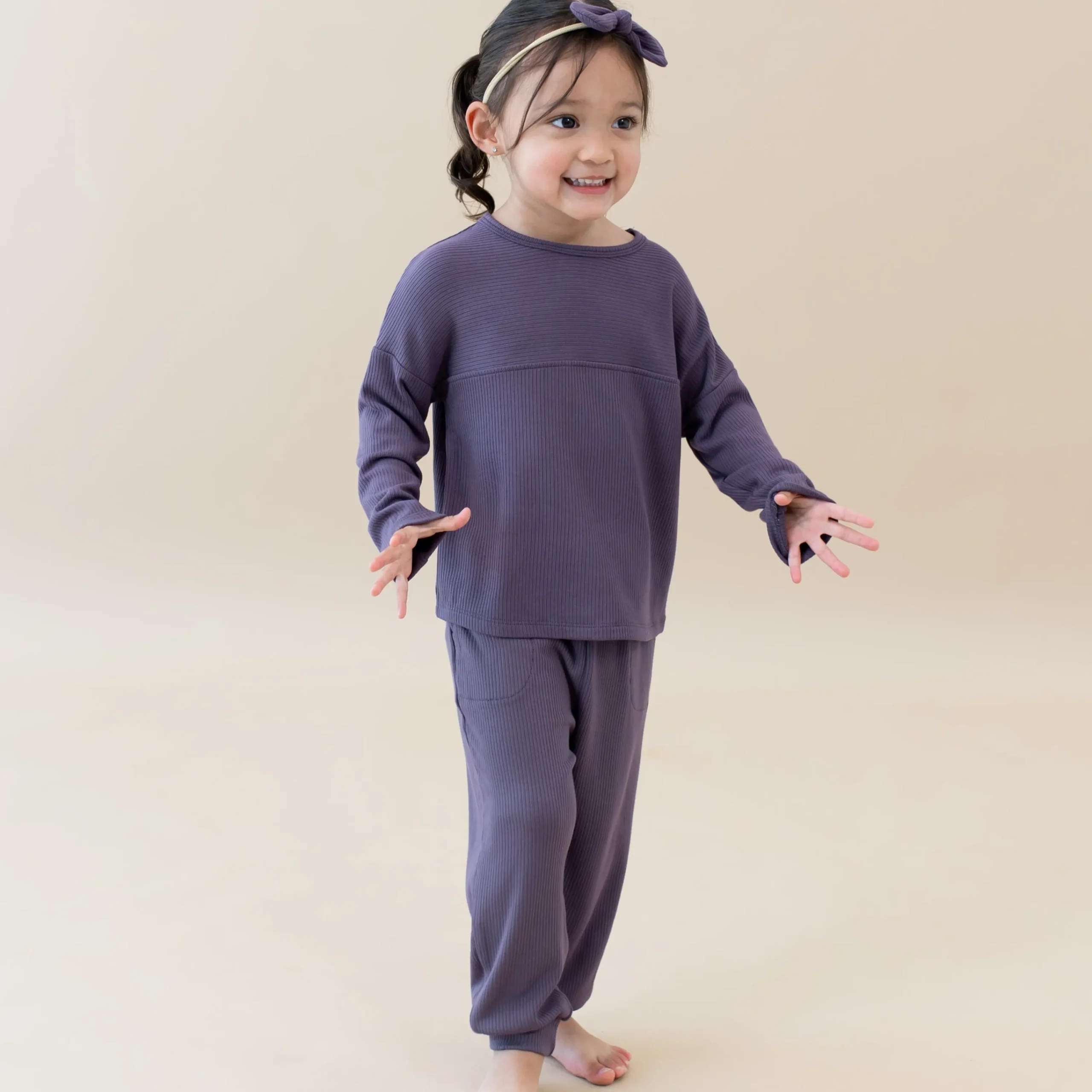 Kyte Baby Ribbed Drop Shoulder Top in Currant Best