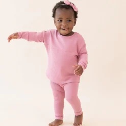 Kyte Baby Ribbed Drop Shoulder Top in Apple Blossom Clearance