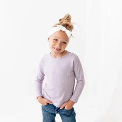 Kyte Baby Ribbed Drop Shoulder Top in Taro Best