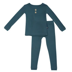Kyte Baby Ribbed Henley Set in Atlantic