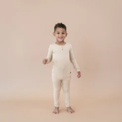 Kyte Baby Ribbed Henley Set in Bisque Best