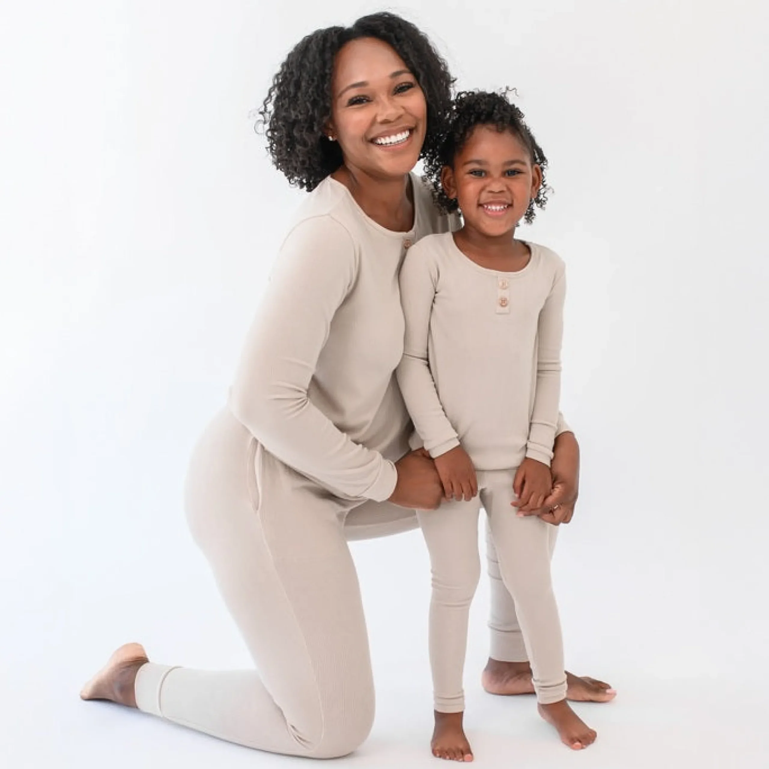 Kyte Baby Ribbed Henley Set in Bisque Best