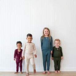 Kyte Baby Ribbed Henley Set in Burgundy Outlet