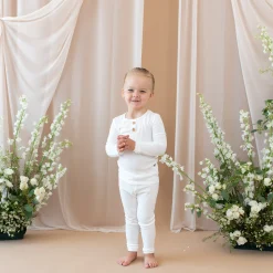 Kyte Baby Ribbed Henley Set in Cloud Clearance