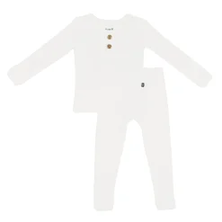 Kyte Baby Ribbed Henley Set in Cloud Clearance