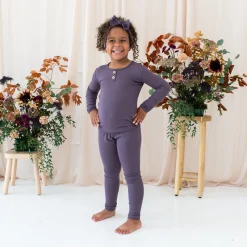 Kyte Baby Ribbed Henley Set in Currant Online