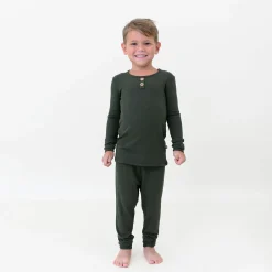 Kyte Baby Ribbed Henley Set in Fir Best