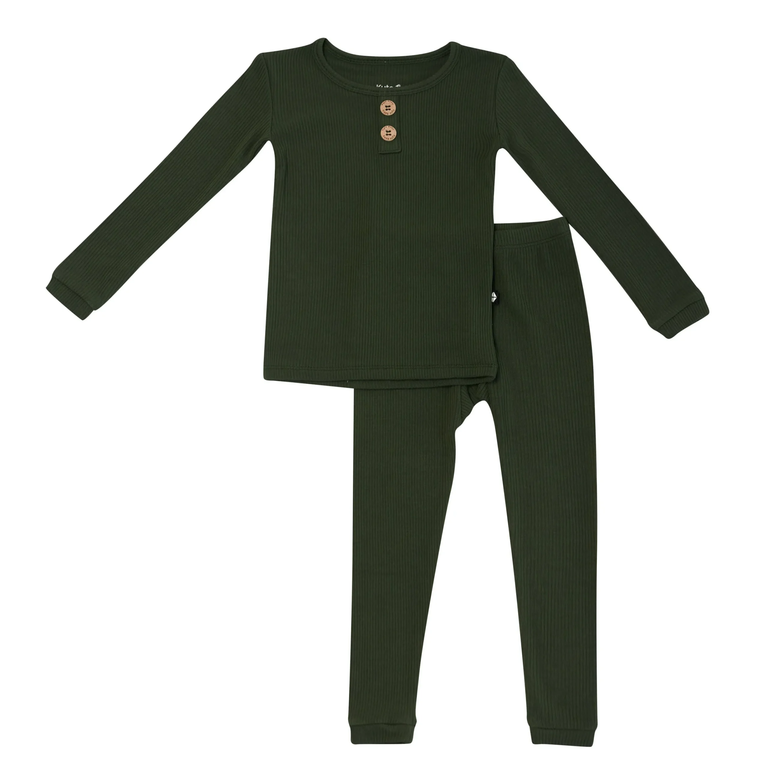 Kyte Baby Ribbed Henley Set in Fir Best