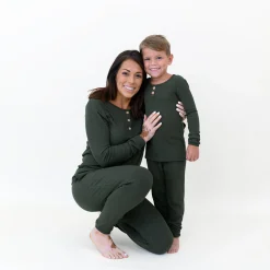 Kyte Baby Ribbed Henley Set in Fir Best