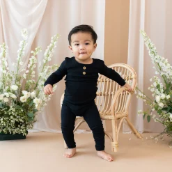 Kyte Baby Ribbed Henley Set in Midnight Outlet