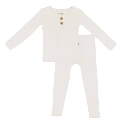Kyte Baby Ribbed Henley Set in Oat Online